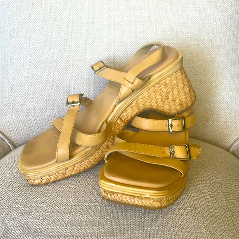 Worn twice. Wicker woven platforms. Perfect summer shoes!!